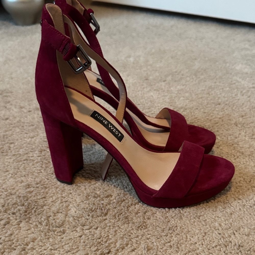 Nine West Dempsey Wine Block Heels